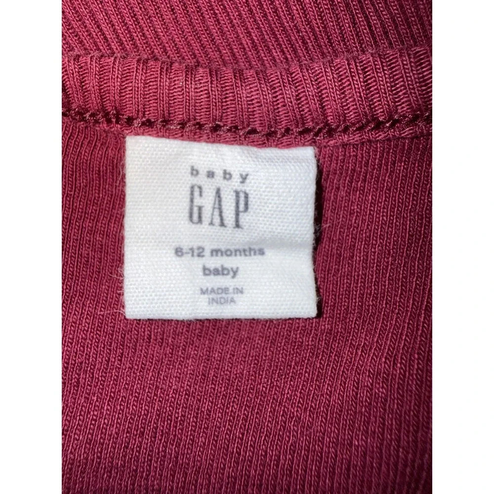 Baby Gap Burgundy Tulle Tutu Dress Silver Polka Dot Long Sleeve 6-12 Months